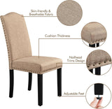 Upholstered Dining Chairs Set of 2, Modern Kitchen Chairs with Nailhead Trims and Solid Wood Legs for Dining Room