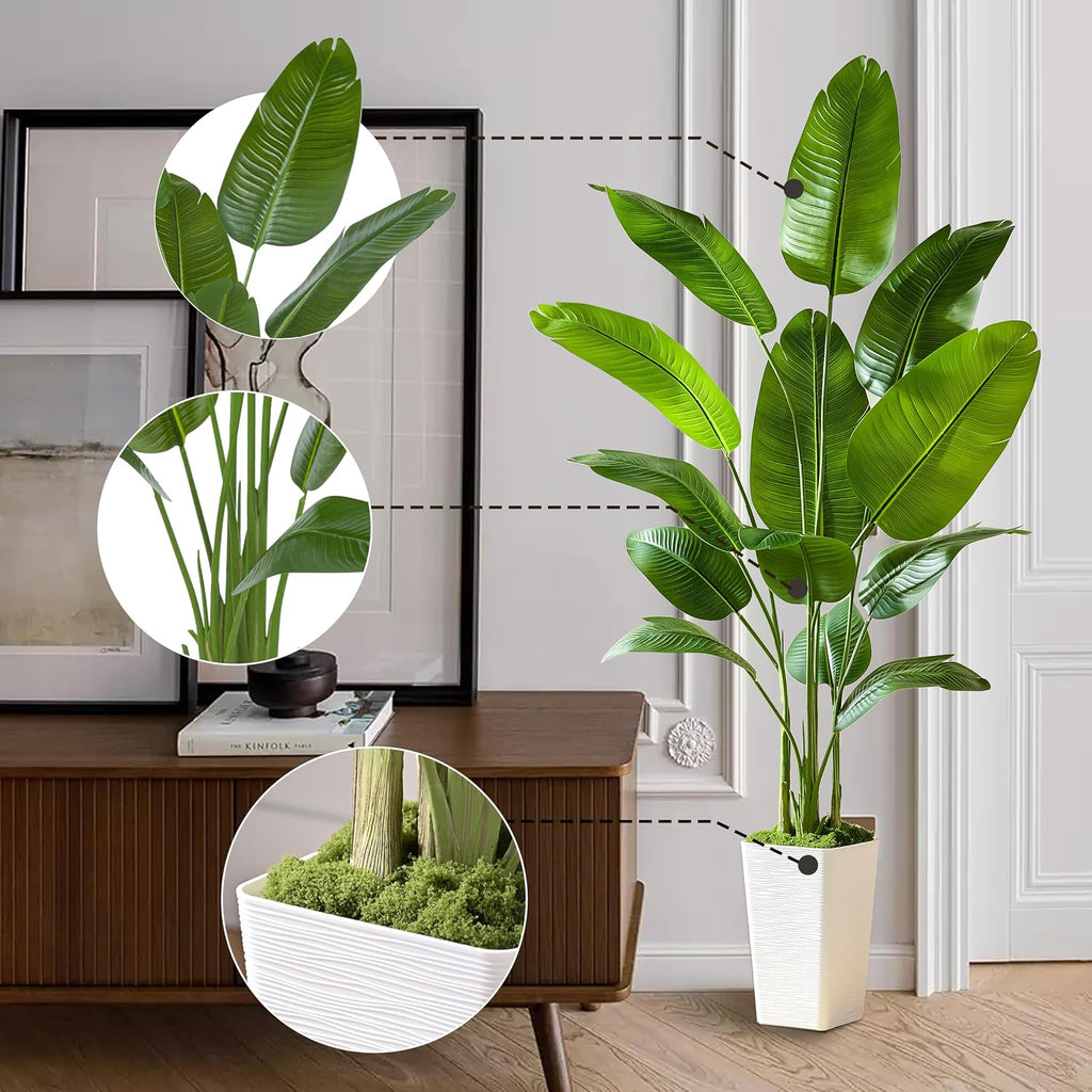 Bird of Paradise Artificial Plants, 6.6FT Banana Fake Tree Indoor