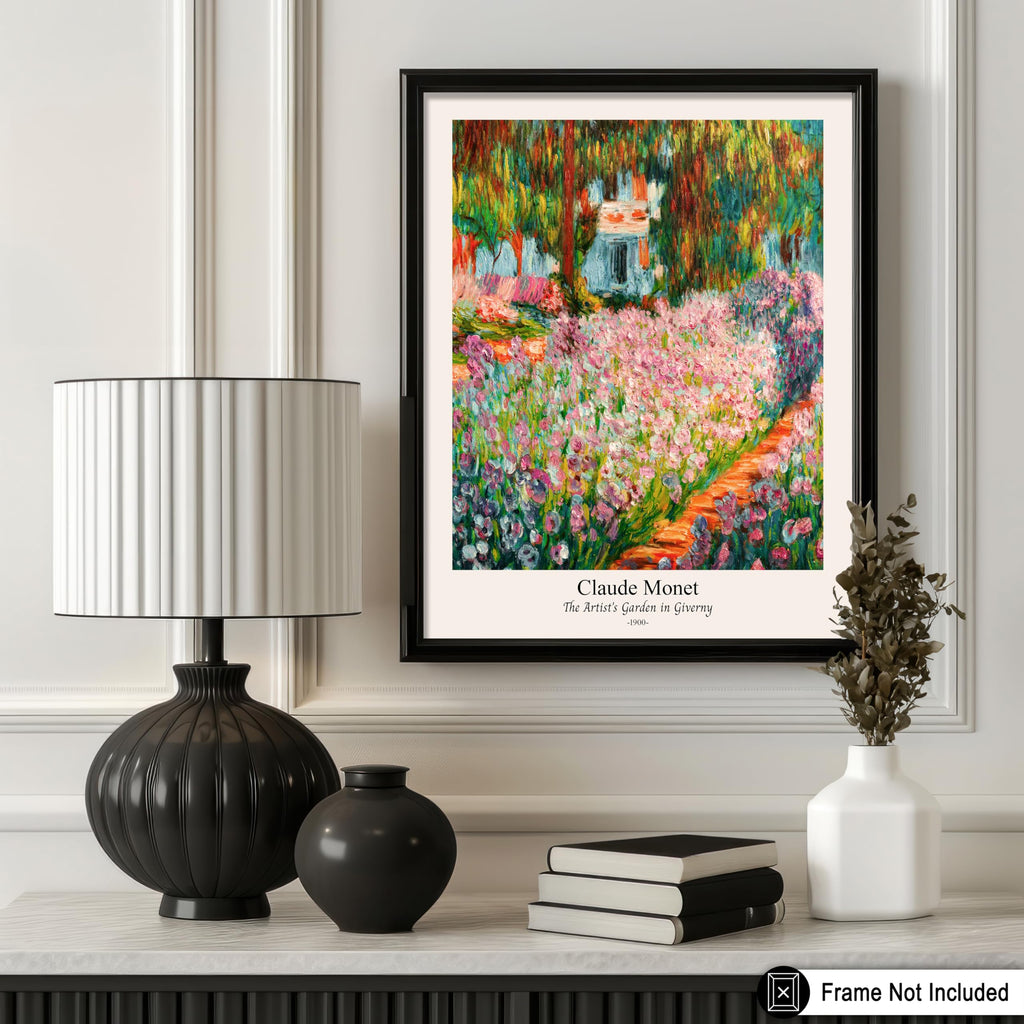 Master Vintage Claude Monet Poster - Retro The Artist's Garden in Giverny Print - Flower Painting - Fine Art