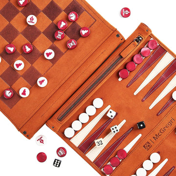 Travel Backgammon Set with Chess & Checkers, Roll-Up Board Game - Set of 3