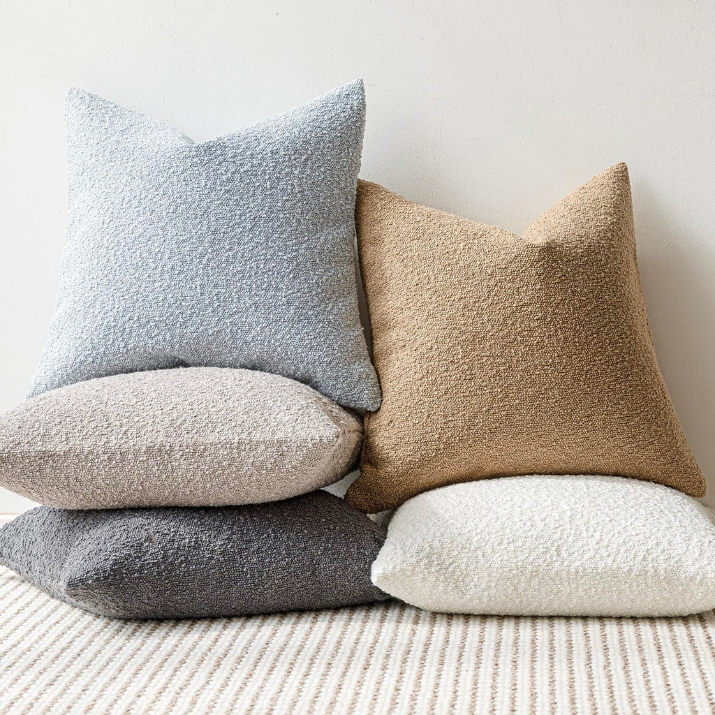 Modern Textured Boucle Throw Pillow Covers Accent Solid Decorative Pillow Cases Cozy Woven Couch Cushion Case for