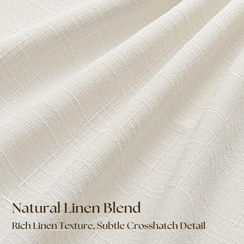 Natural Pinch Pleated Linen Blackout Curtains 102 Inches Long