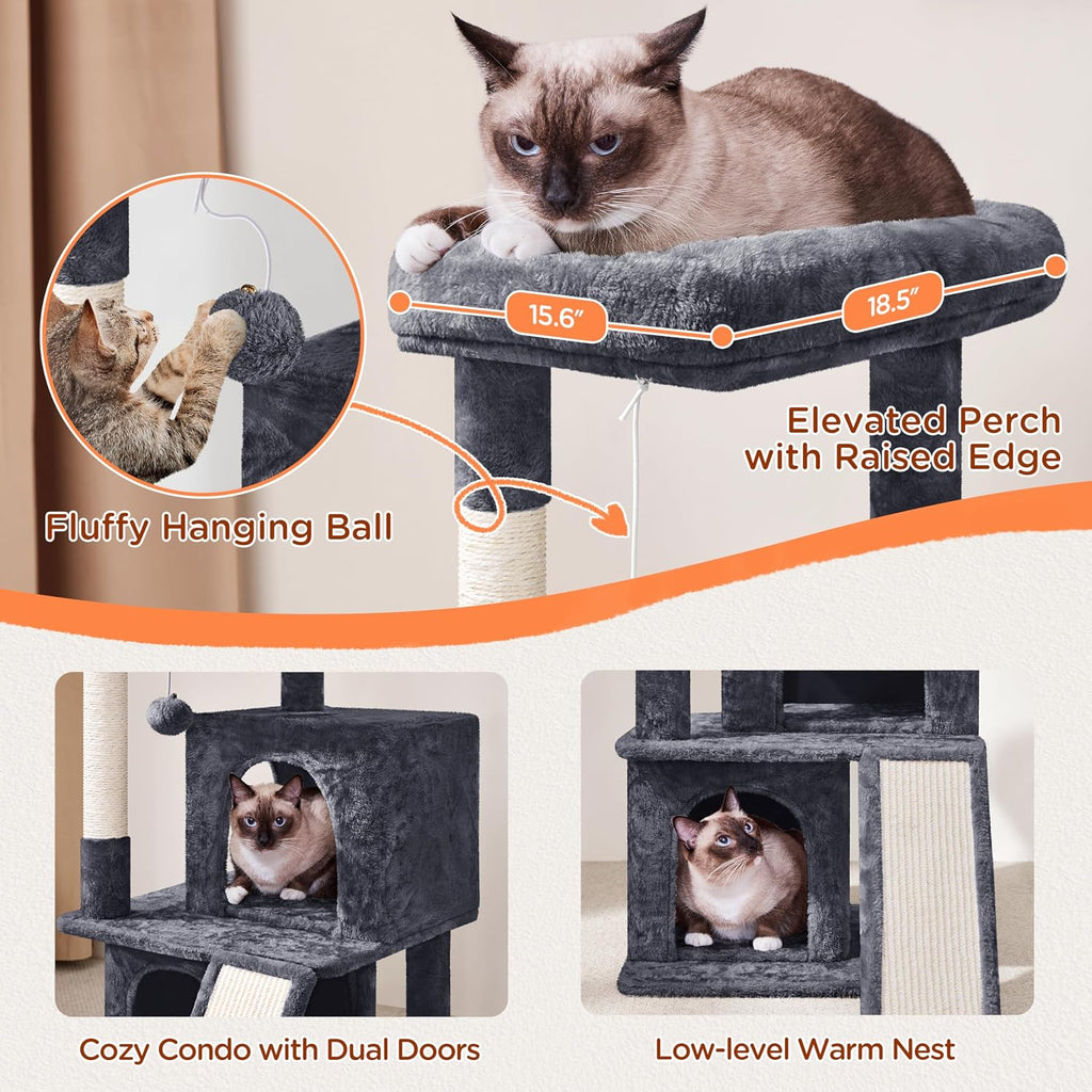 36in Cat Tree Tower with Large Perch for Senior Kittens