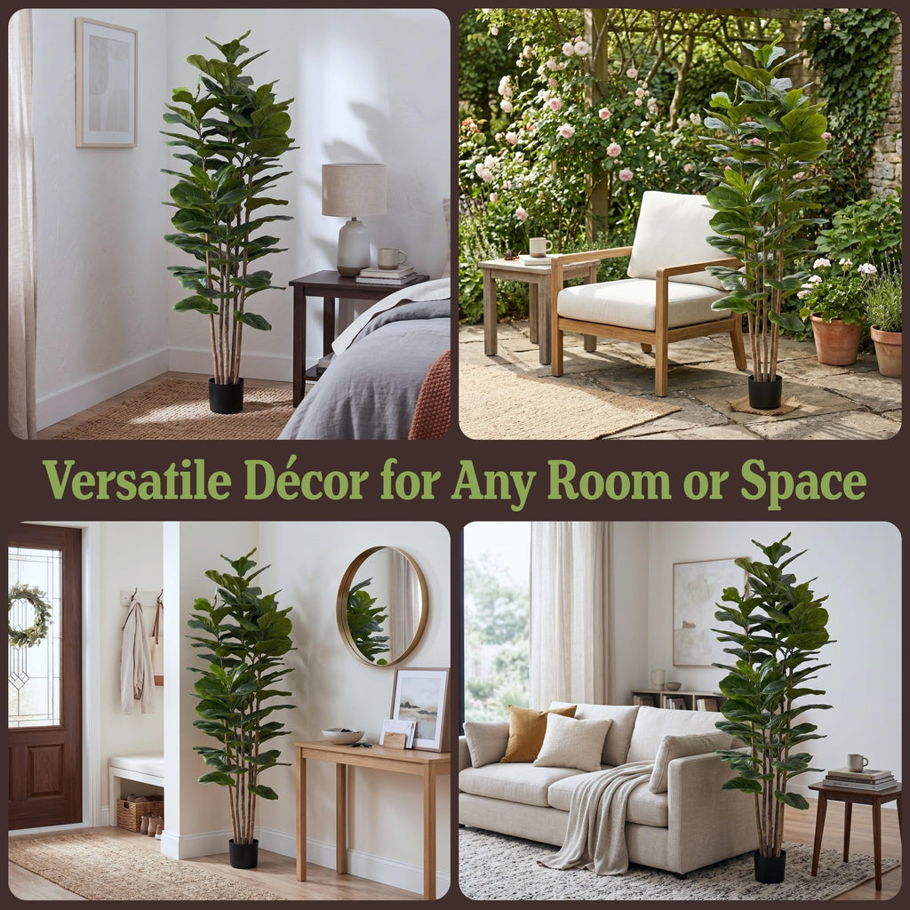 6FT Artificial Fiddle Leaf Fig Tree with Weighted Pot
