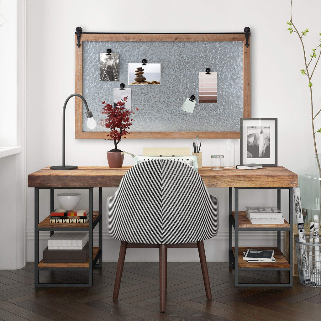 Cates Rustic Magnetic Metal Wall Organizer, 24 x 40, Rustic Brown, Farmhouse Wall Decor with Function