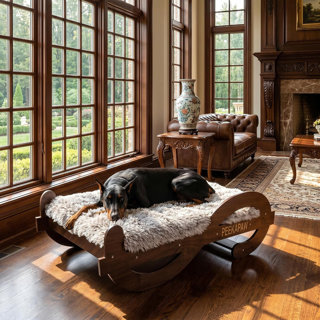 Wood Elevated Raised Dog Bed Frame Mat Set, 110lb