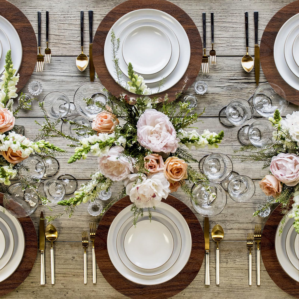 Brown Charger Plates Set of 6, Faux Wood Chargers for Dinner Plates