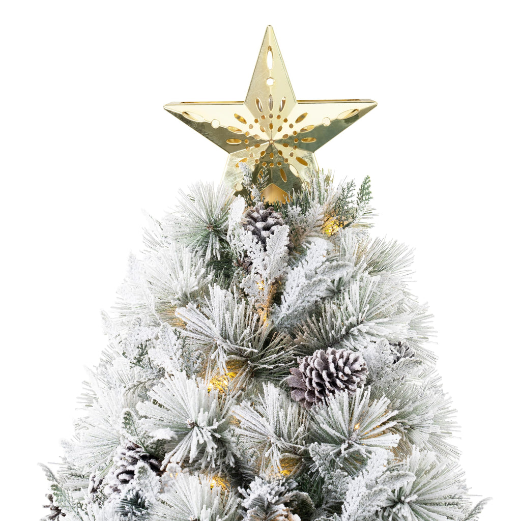 Darla 9ft Prelit Snow Flocked Christmas Tree, 720 Warm Lights