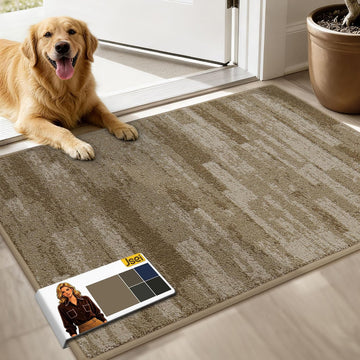 Dirt Trapper Door Mat 24"x36", Non-Slip Doormat, Beige | Entryway Rugs Washable,Trap Dirt Absorbent Welcome Floor