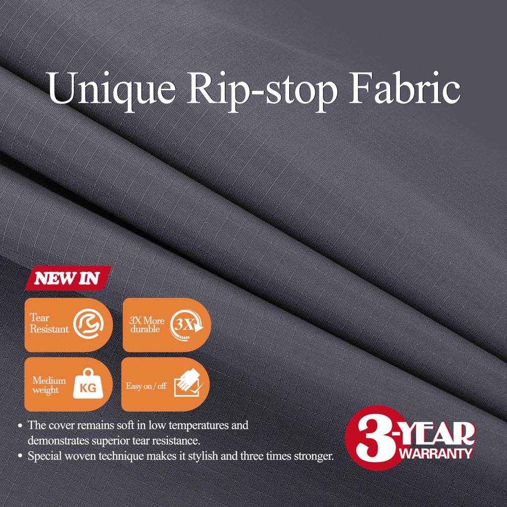 Ripstop Round Patio Table Cover, 84" D x 31" H, Grey