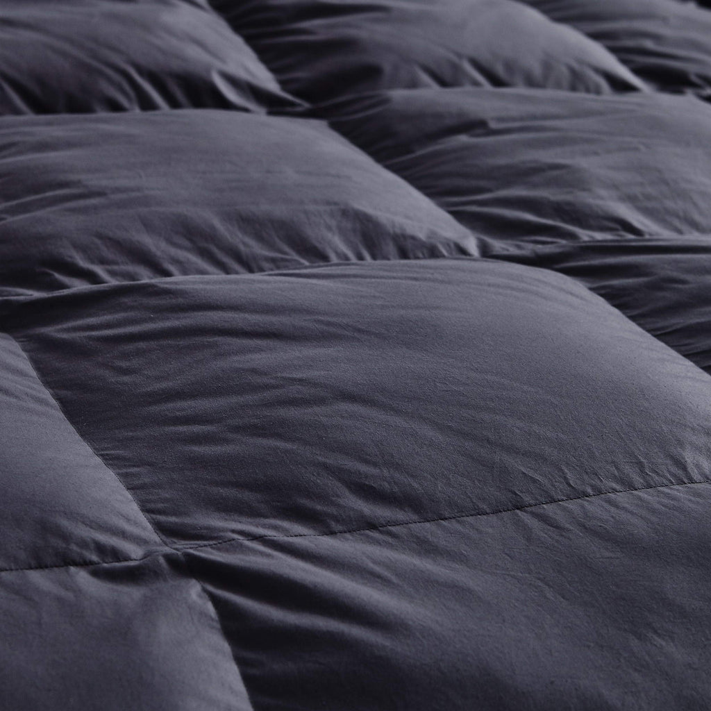 Luxurious Heavy Goose Down Comforter Full Size Duvet Insert, Classic Gray, Premium Baffle Box, 1200 Thread Count 100%