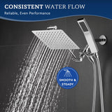 All Metal 8 Inch Dual Square Shower Head with Handheld Spray Combo, Rain Shower Head, Adjustable Extension Arm