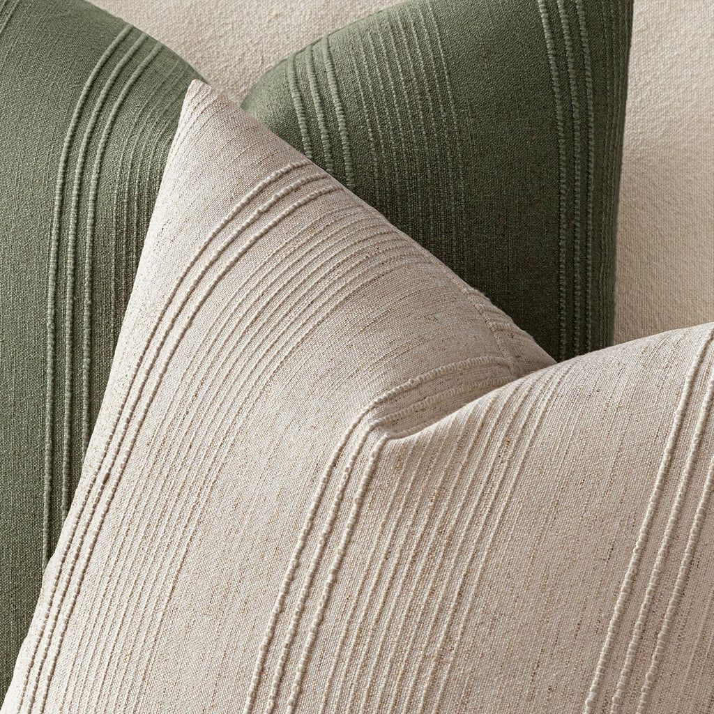 Decorative Striped Throw Pillow Covers 22x22 in Natural Linen 2 Pack