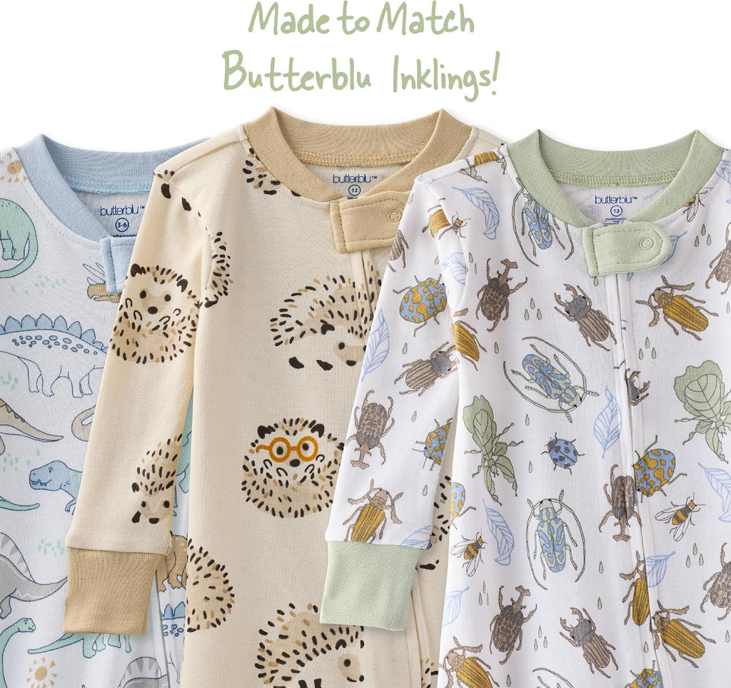 Cruz Snug-fit Footed Pajamas 100% Organic Cotton Zip Front PJs