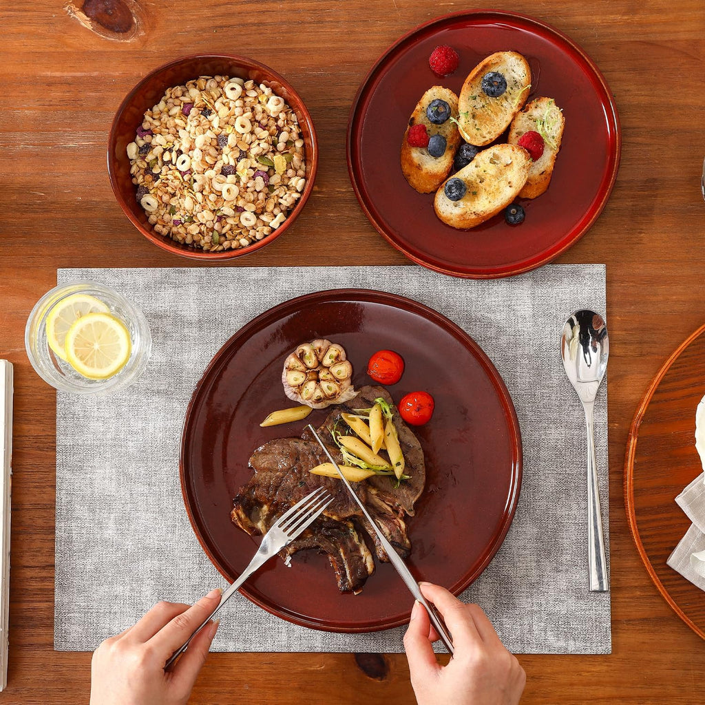 Ceramic 12 Pieces Dinnerware Set - Dinner Plates Salad Plates Cereal Bowls Set Service for 4