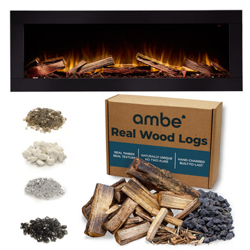 Linear 50" Electric Fireplace, Realistic Flames, Hidden Vents - Oak