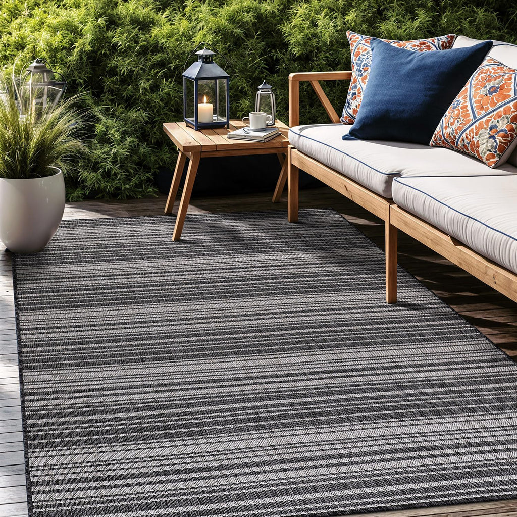Stripe Outdoor Rug 5x7 Washable Outside Carpet for Indoor Patio Porch Waterproof Easy Cleaning Non S