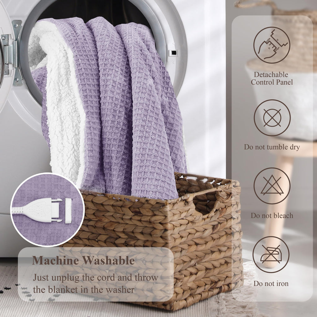 Heated Blanket Queen Size, Electric Blanket Queen Dual Control Fast Heating & Washable Blankets with 6 Heating Levels
