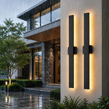 2Pack Modern Outdoor Wall Lights Dimmable, 39" Linear Led Exterior Wall Light, 3CCT, Aluminum& PC, IP65-Waterproof, Long