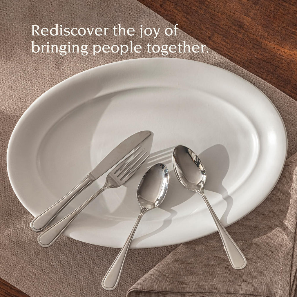 Rim Stoneware Serving Platter - Elegant 1-Piece Oval Serving Platter to Complete Your Kitchen Set - 16" L x 10.8" W