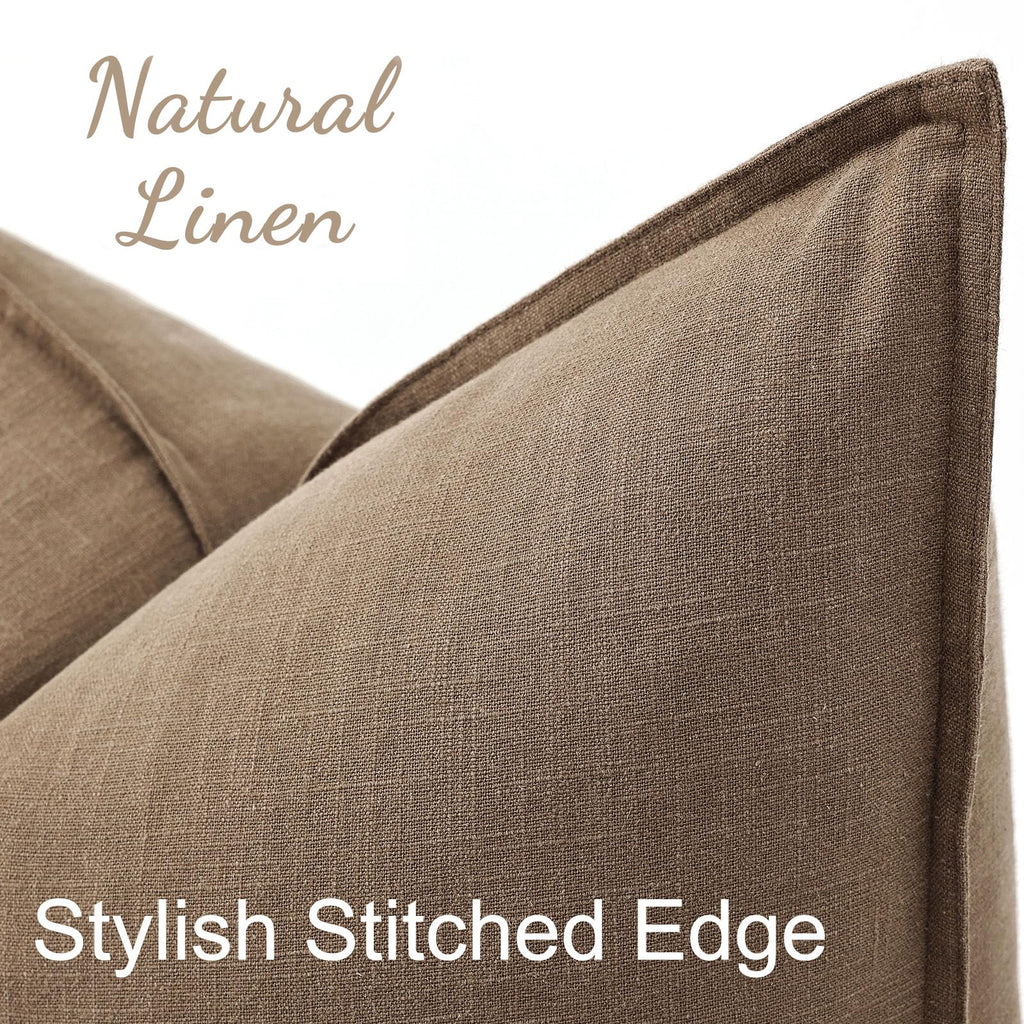 Fall Light Brown Linen Throw Pillow Covers 16x16 Set of 2