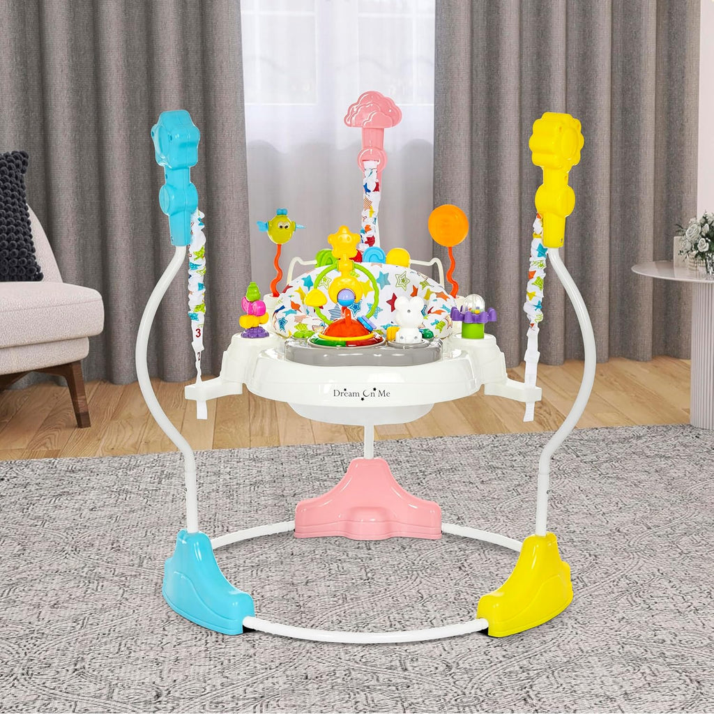 In-1 Baby Activity Center & Bouncer Jumper, 360° Rotating Seat, Height Adjustable, 12 Melodies with Lights &