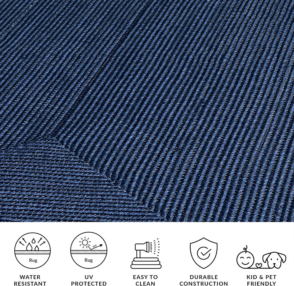Braided Indoor/Outdoor Washable Oval Rug 4x6, Navy BRD315N