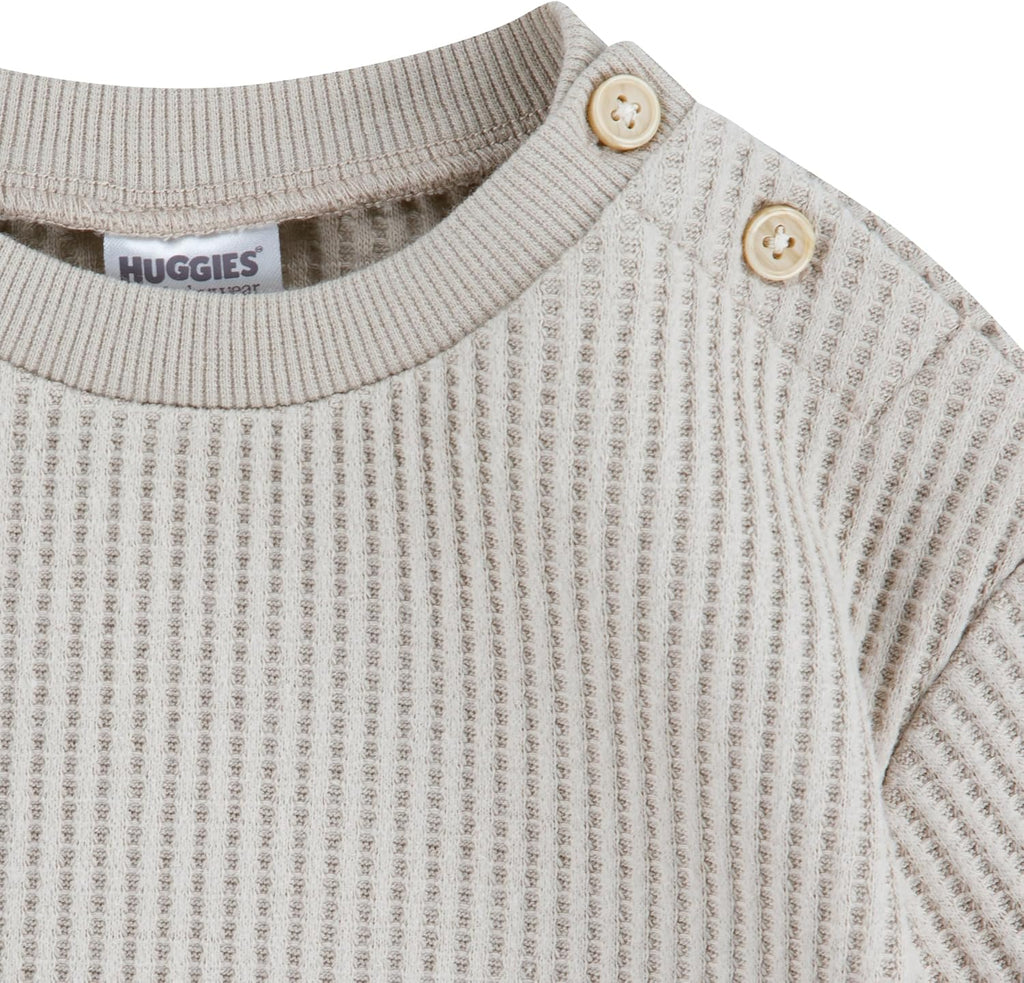 Baby Waffle Knit Crewneck Sweatshirt and Pants piece Outfit Set