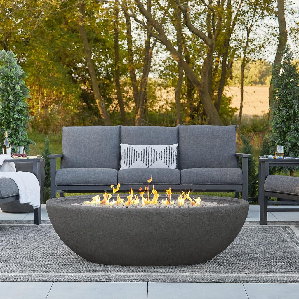 Riverside 58" Oval Propane Fire Pit Bowl, Push-Button Ignition, Includes 28" Stainless Steel Burner