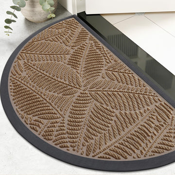 Half Circle Waterproof Door Mat, Sturdy Rubber Doormat, 35x23