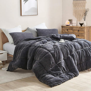 Softy Smooth - Coma Inducer Queen Oversized Comforter - Bunny Black | Experience Coma Worthy Sleep with Plush Faux