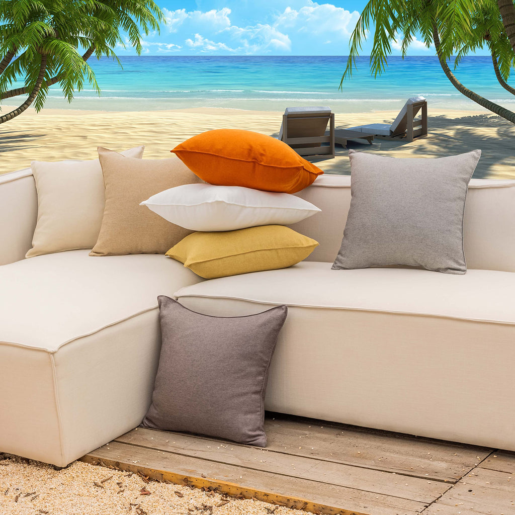 Outdoor Pillow Covers 16x16 Waterproof Linen Pillow Covers Boho Throw Pillows Covers Sofa Girls Babies, 4 Pieces