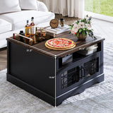 Square Coffee Table, Farmhouse Coffee Tables, Wood Coffee Table with Storage