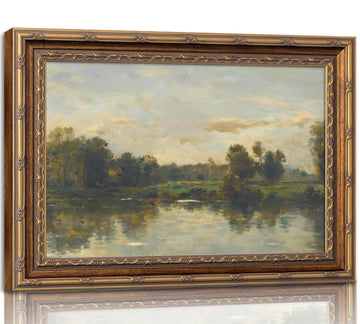 Vintage Gold Framed Landscape Wall Art, Vintage River Canvas Prints