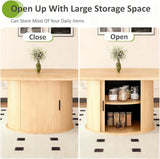 Extendable Round Dining Table for 2-4-6, 63 Inch Dining Room Kitchen Table with 2-Tier Storage Shelf, Modern