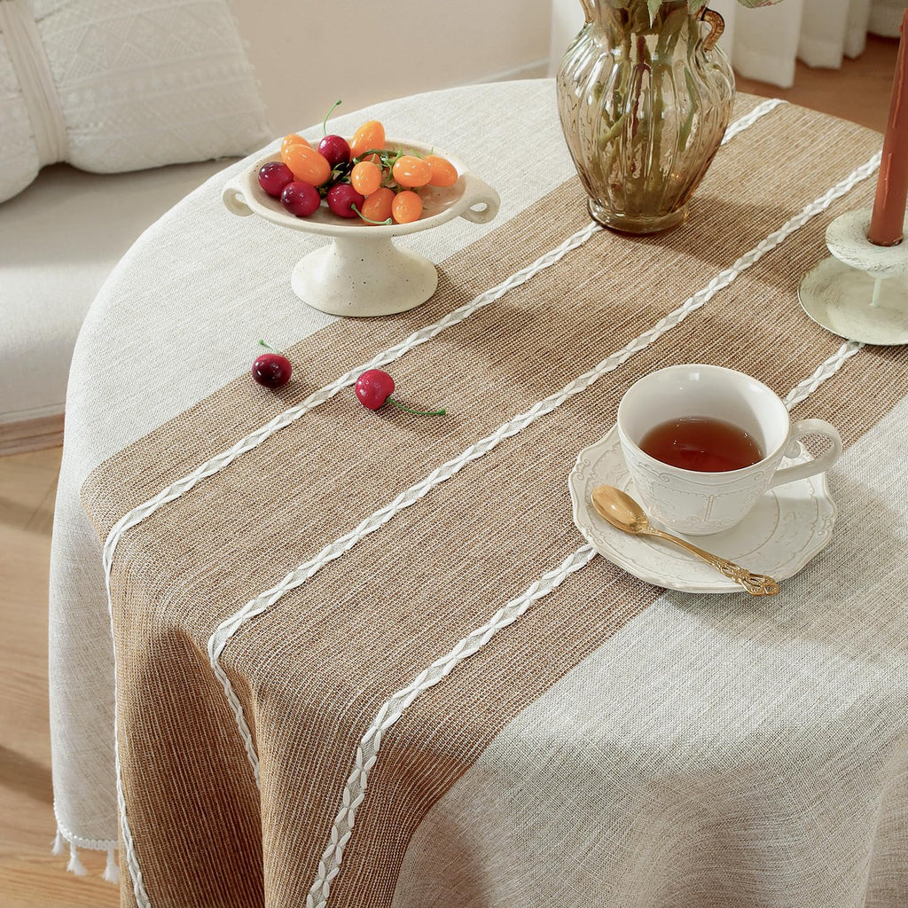 Rustic Tablecloth Cotton Linen Waterproof Tablecloths Burlap Table Cloths Dining, Party, Holiday, Christmas, Buffet