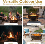 Sunnydaze Cosmic 42-Inch Large Outdoor Fire Pit - Heavy-Duty Round Wood-Burning Steel Firepit