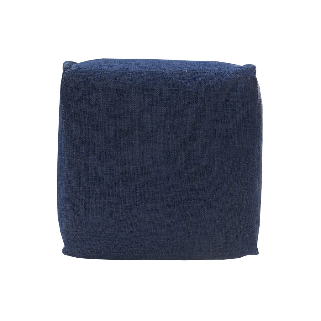 LR Home Handmade Contemporary Solid Square Indoor Medium Pouf Ottoman, Insignia Blue | Hand-Made Cotton Foot Rest