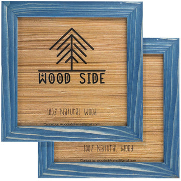 Rustic Wooden Square Picture Frames 8x8 - Set of 2-100% Natural Farmhouse Washed Barn Wood with Real Glass for Wall
