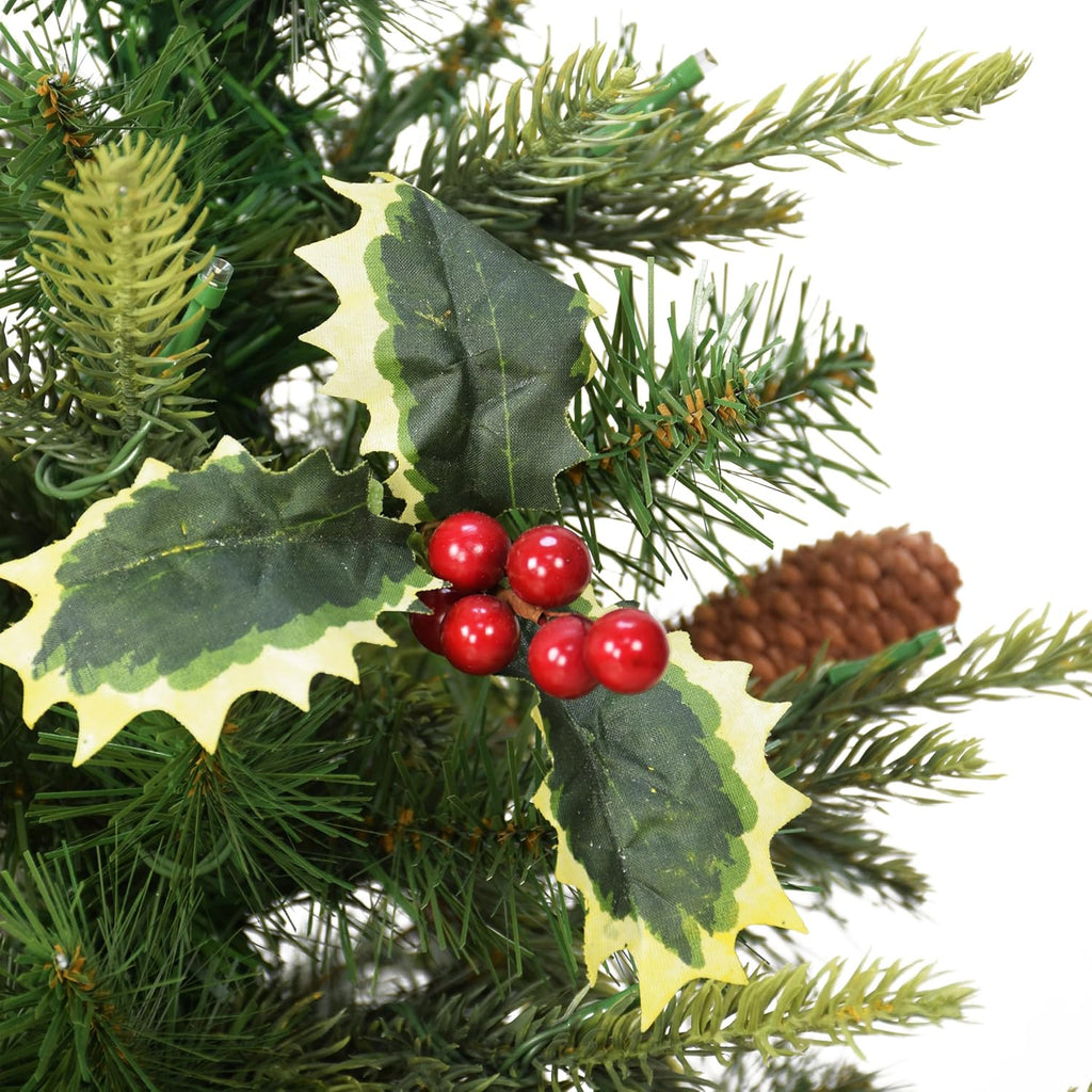 International Pre-Lit 2' Table Top Artificial Christmas Tree with Pine Cones in Tan Sac, Green