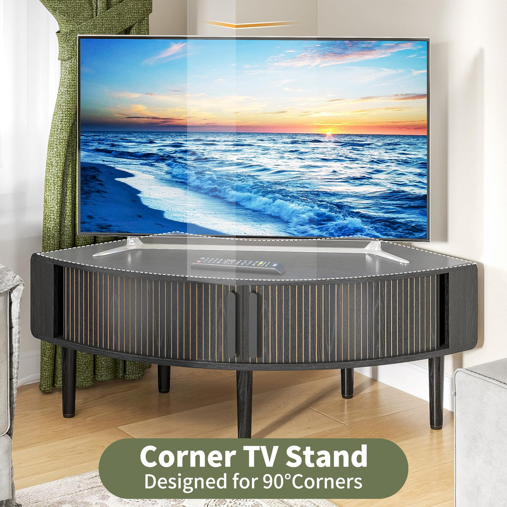 44 Inch Curved Corner TV Stand for Ups to 40" TVS, Black