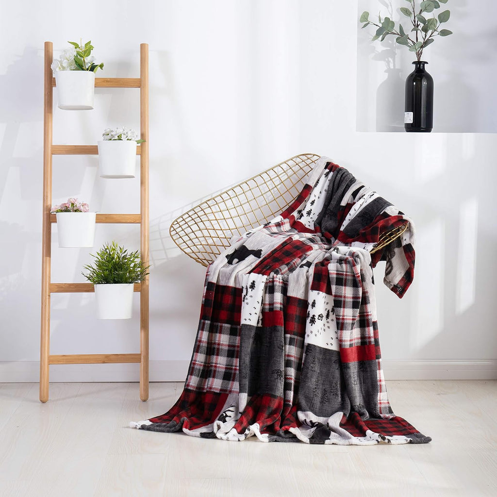 Velvet Touch Ultra Plush Christmas Holiday Printed Fleece Throw/Blanket-50 x 60inch, (Patch), Patchwork