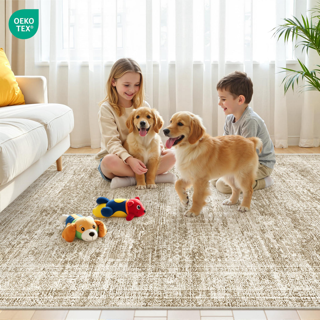 5x7 Area Rugs, Large Washable Rug, Brown