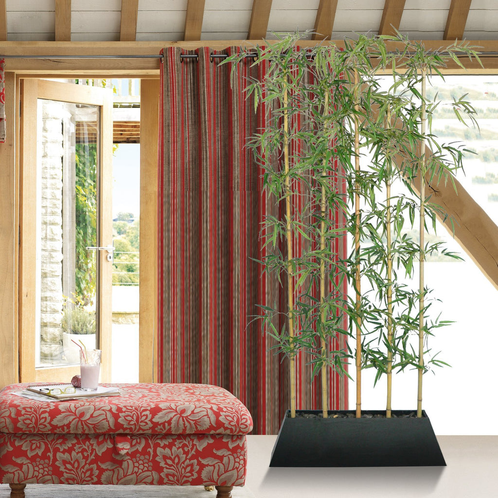 Artificial 96" Tall Silk Bamboo Tree Screen with Wood Planter