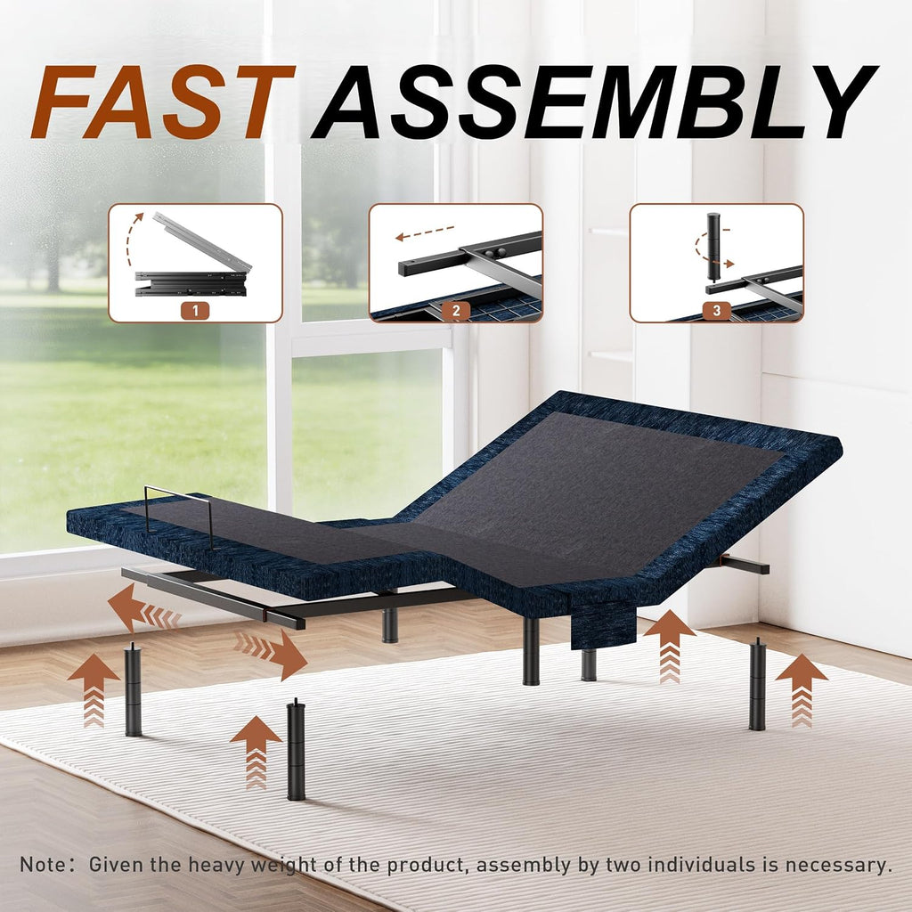 Queen Adjustable Bed Base Quiet Motor Wireless Remote
