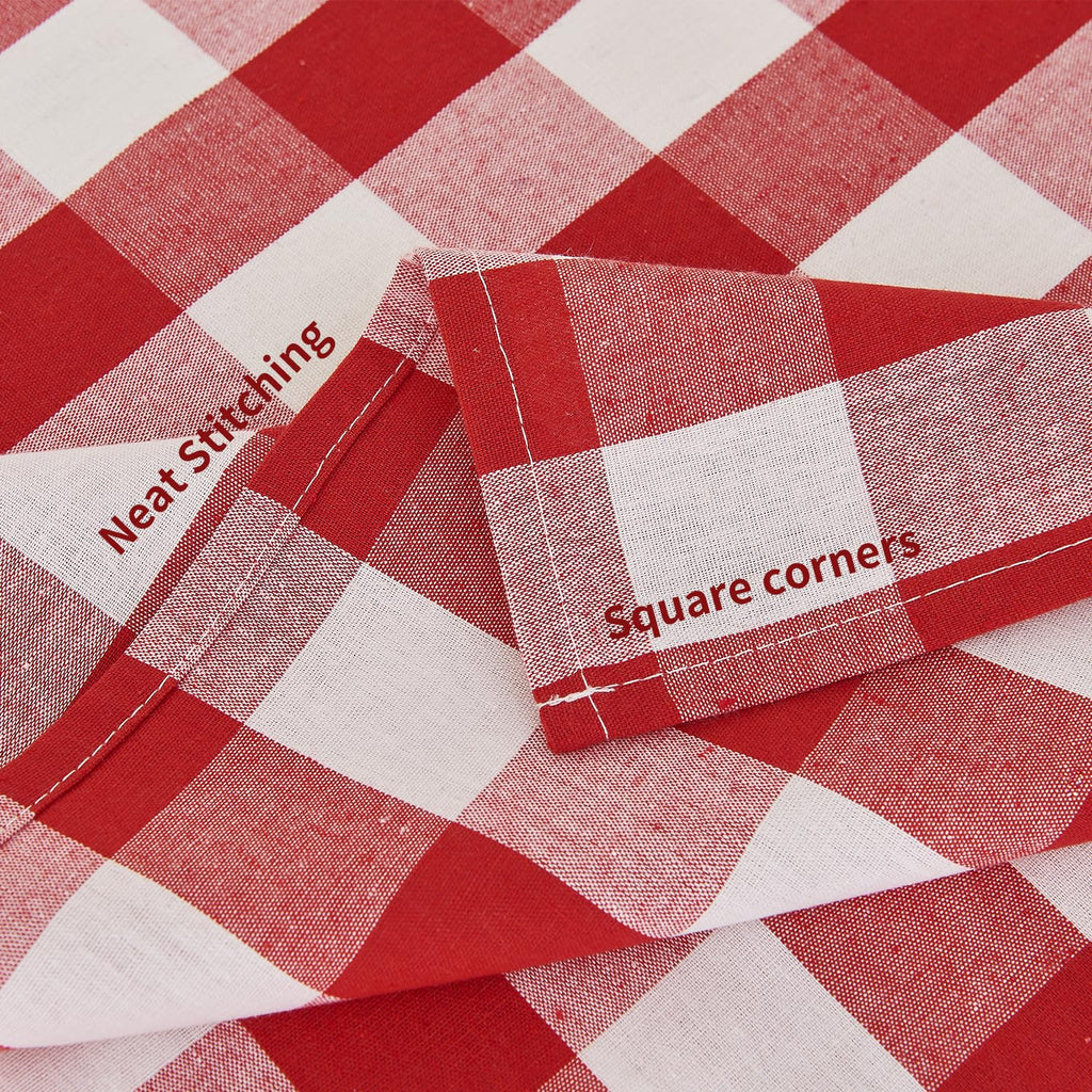 Rectangle Table Cloth Waterproof Gingham Red 57"x118"