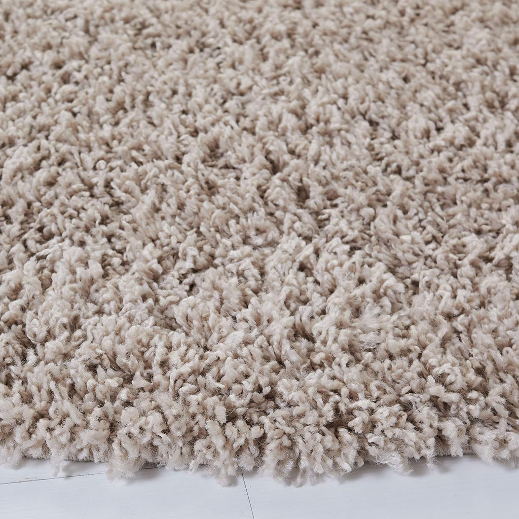 Venus Shag Collection Area Rug - 5'3" Square, Taupe, Solid Design, Non-Shedding & Easy Care, 1.8-inch Thick Ideal for