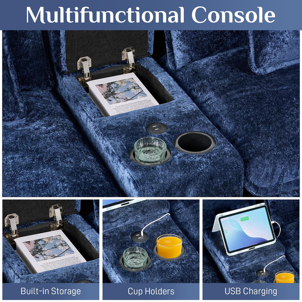 152" Oversized Cloud Sectional Couch, Blue