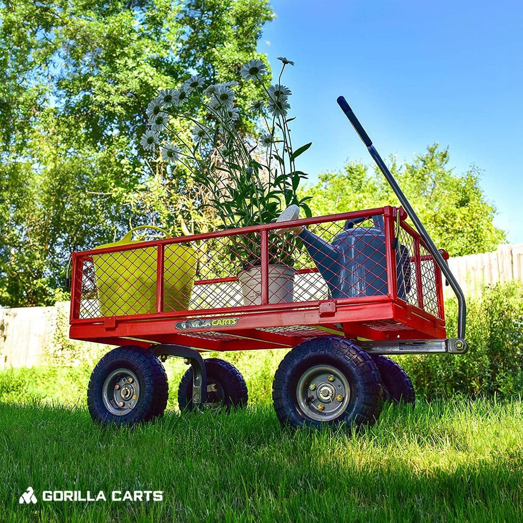 800-Pound Capacity Heavy Duty Steel Mesh Versatile Utility Garden Wagon with Easy Grip Handle for Outdoor Hauling