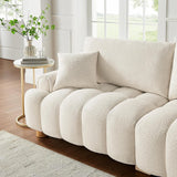 VANOMi Boucle Sofa Couch, 91" Comfy Tufted Upholstered Cloud Couches, Modern 3 Seater Sofa with Pillows
